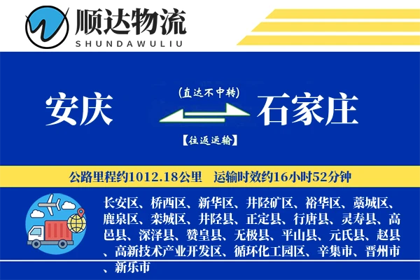 安庆到石家庄物流公司