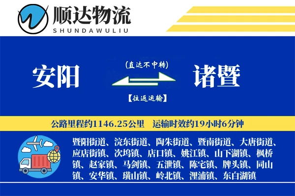 安阳到诸暨物流公司