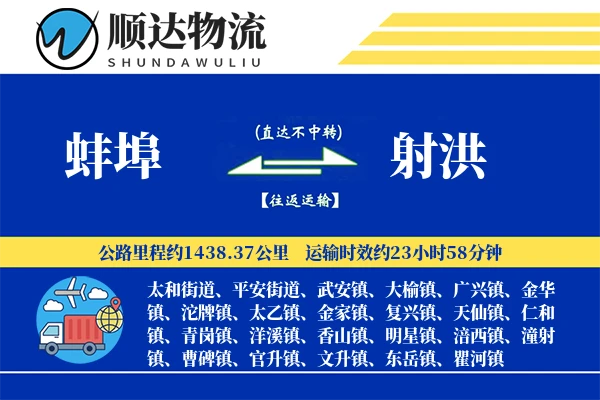 蚌埠到射洪物流公司-大件货运专线「成本效益」