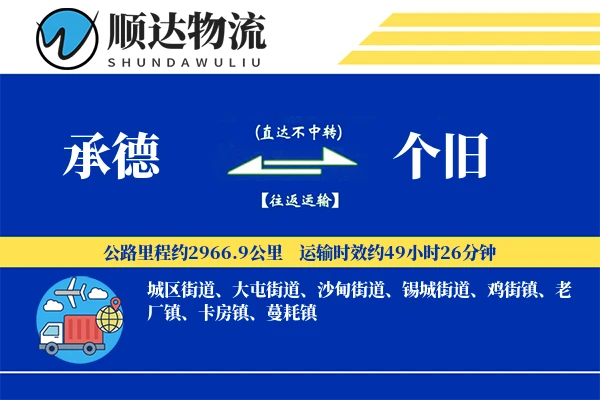 承德到个旧物流公司