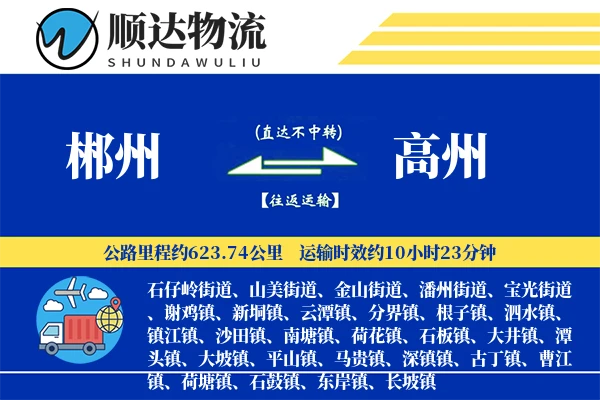 郴州到高州物流公司-仓储运输专线「折扣优惠」
