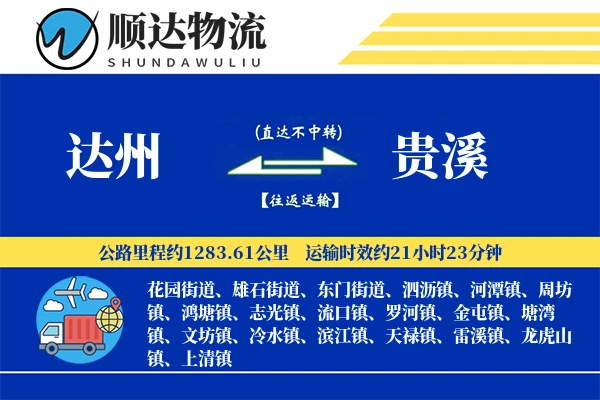 达州到贵溪物流公司