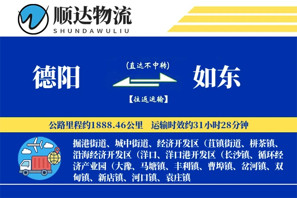 德阳到如东物流公司