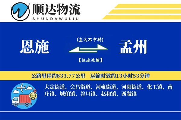 恩施到孟州物流公司-小件物流专线「夜间配送」