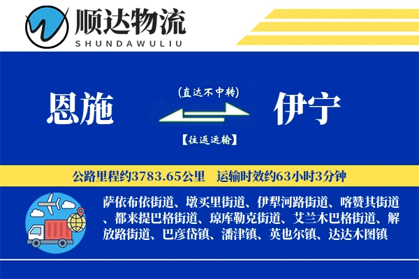 恩施到伊宁物流公司-包车货运专线「同城配送」