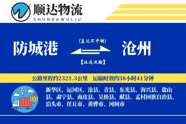 防城港到沧州物流公司