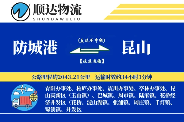 防城港到昆山物流公司