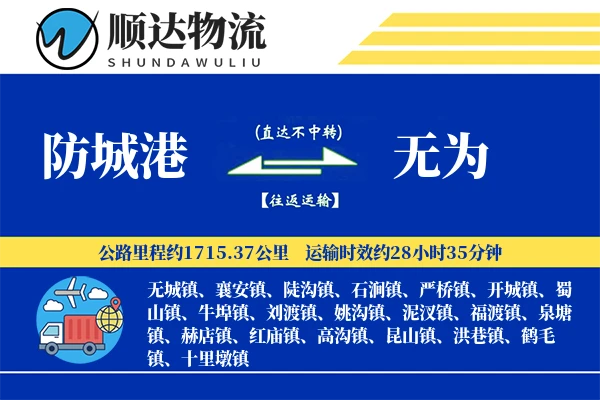 防城港到无为物流公司