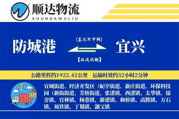 防城港到宜兴物流公司