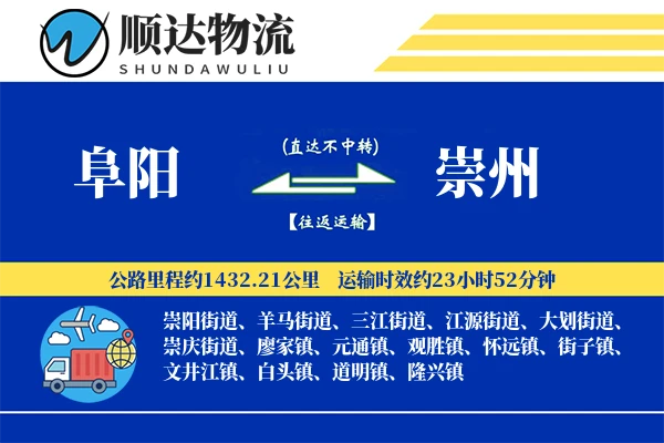 阜阳到崇州物流公司
