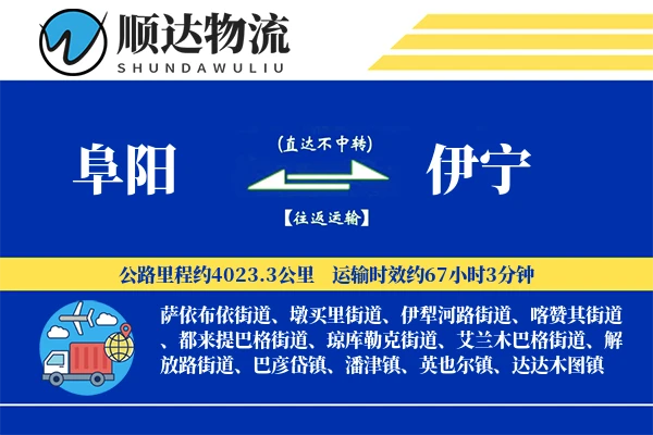 阜阳到伊宁物流公司-逆向货运专线「智能追踪」