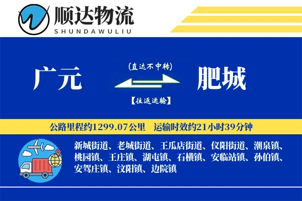 广元到肥城物流公司