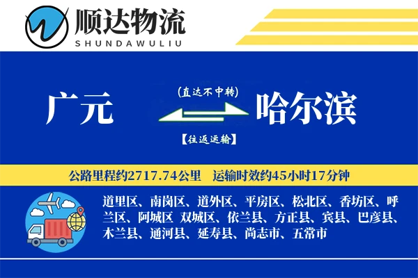 广元到哈尔滨物流公司-逆向货运专线「定制化方案」