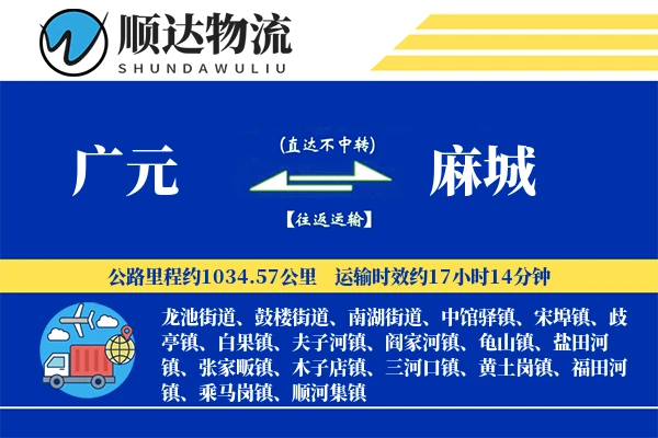 广元到麻城物流公司