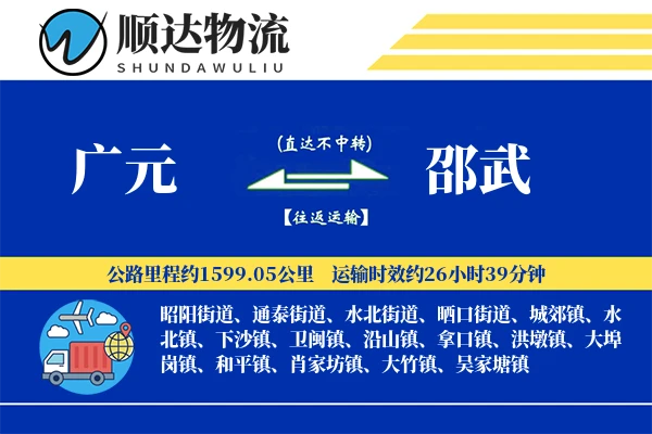 广元到邵武物流公司