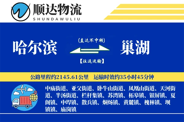 哈尔滨到巢湖物流公司