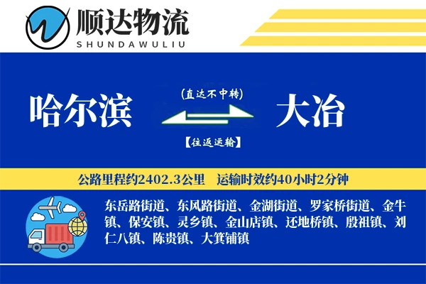 哈尔滨到大冶物流公司