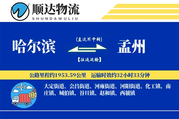 哈尔滨到孟州物流公司