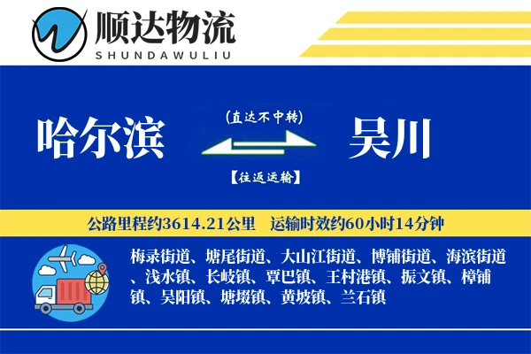 哈尔滨到吴川物流公司