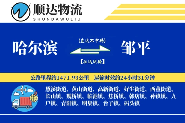 哈尔滨到邹平物流公司