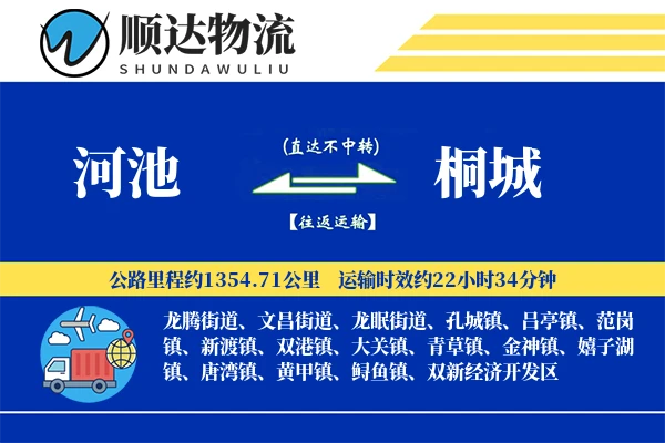 河池到桐城物流公司