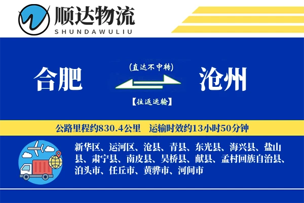 合肥到沧州物流公司