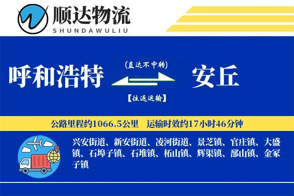 呼和浩特到安丘物流公司