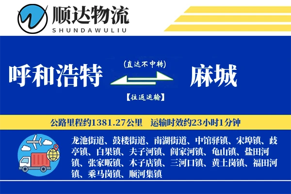 呼和浩特到麻城物流公司