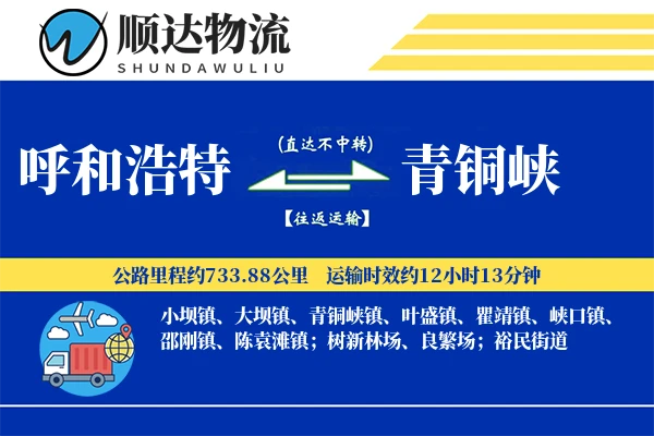 呼和浩特到青铜峡物流公司