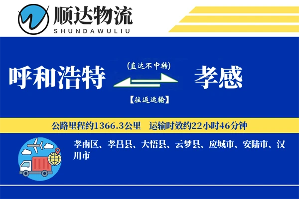 呼和浩特到孝感物流公司