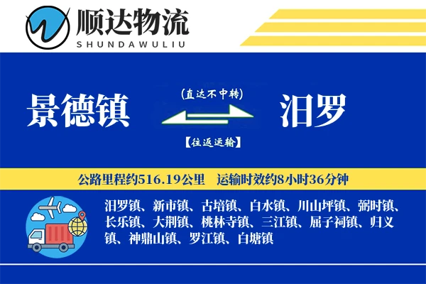 景德镇到汨罗物流公司