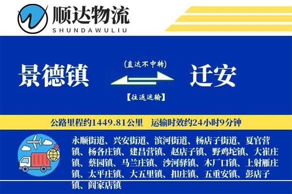 景德镇到迁安物流公司