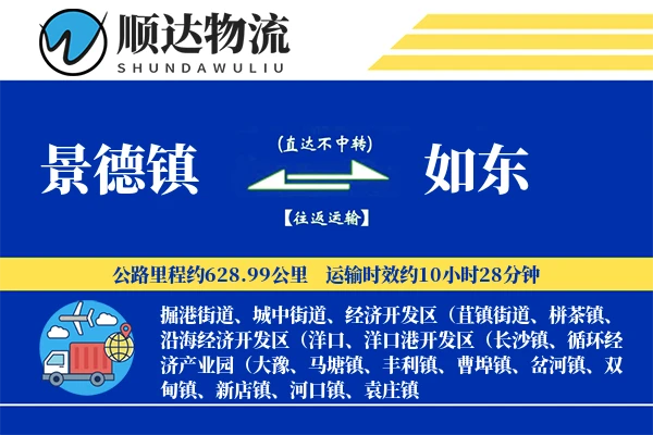 景德镇到如东物流公司