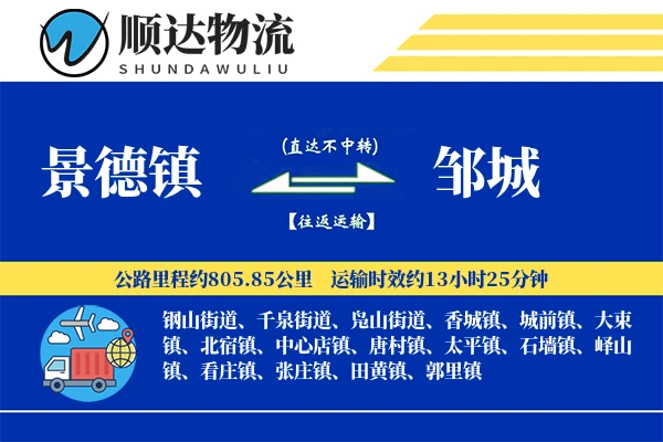 景德镇到邹城物流公司