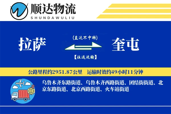 拉萨到奎屯物流公司-同城运输专线「多式联运」