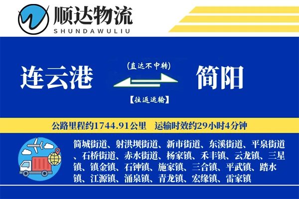 连云港到简阳物流公司