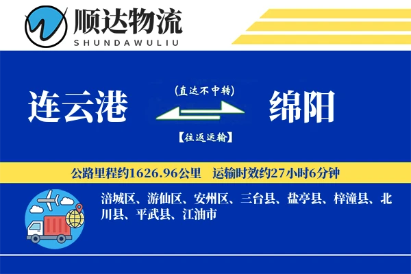 连云港到绵阳物流公司