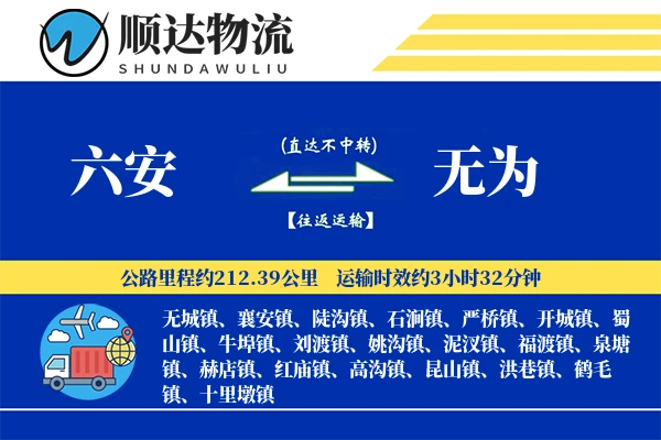六安到无为物流公司-同城货运专线「量大价优」