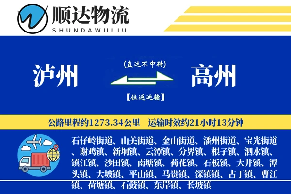 泸州到高州物流公司