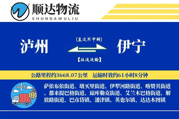 泸州到伊宁物流公司-生鲜货运专线「代收货款」
