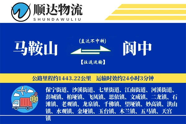 马鞍山到阆中物流公司