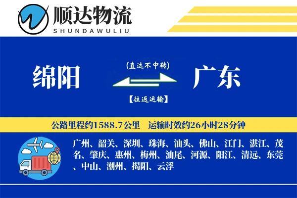 绵阳到广东物流公司-搬家货运专线「供应链整合」