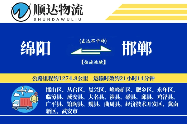 绵阳到邯郸物流公司