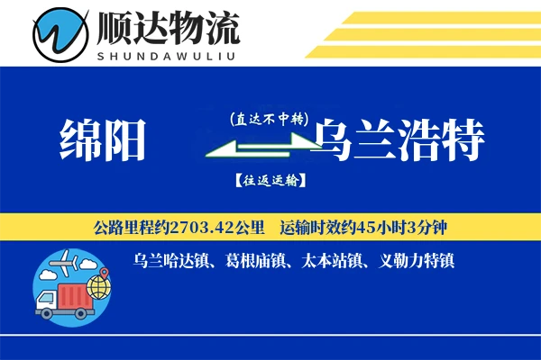 绵阳到乌兰浩特物流公司-逆向运输专线「机动性强」