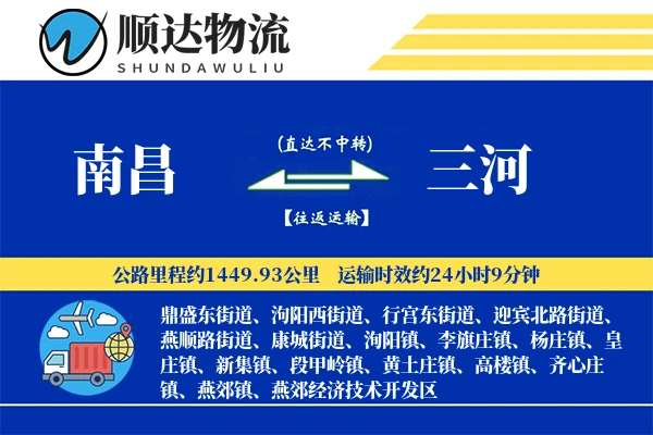 南昌到三河物流公司-重货货运专线「定时发车」