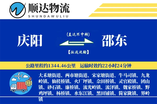 庆阳到邵东物流公司