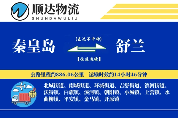 秦皇岛到舒兰物流公司
