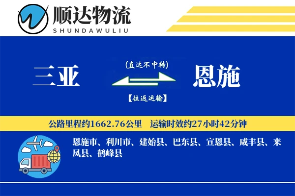 三亚到恩施物流公司-电商货运专线「极速送达」