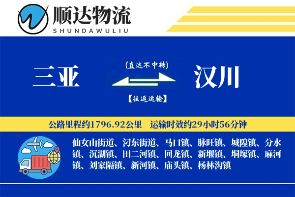 三亚到汉川物流公司