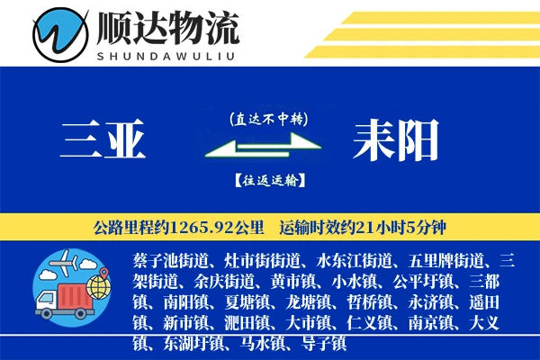 三亚到耒阳物流公司